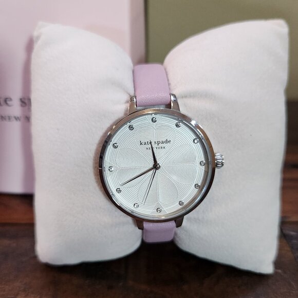 Kate Spade Lilac Watch with spade flower and crystal dot indexes KSW1535 - Picture 1 of 16